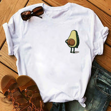 Load image into Gallery viewer, Vegan-Life Kawaii Cartoon Avocado Short Sleeve T-shirt for Women
