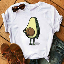 Load image into Gallery viewer, Vegan-Life Kawaii Cartoon Avocado Short Sleeve T-shirt for Women
