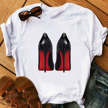 Load image into Gallery viewer, Women&#39;s Sexy Red Bottom heels printed Tee
