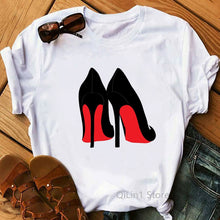 Load image into Gallery viewer, Women&#39;s Sexy Red Bottom heels printed Tee
