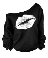 Load image into Gallery viewer, Oversized Sexy Casual Female Pullovers Printed Lip Off The Shoulder
