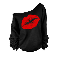 Load image into Gallery viewer, Oversized Sexy Casual Female Pullovers Printed Lip Off The Shoulder
