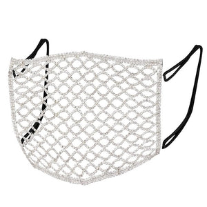 Shiny Pearl & Rhinestone Face Mask Cover for Women