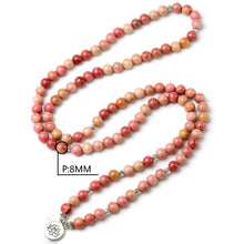 Load image into Gallery viewer, Natural Rhodochrosite Stone Beaded Buddha OM Mantra Lotus Bracelet/Necklace
