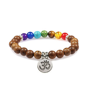 Yoga 7 Chakra Black Lava Natural Stone Beads/Charm Healing Reiki Buddha lotus Pendant