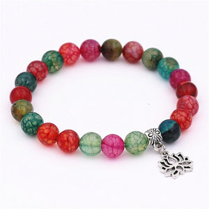 Tibetan Lotus flower Buddha Bracelet Chakra Lava