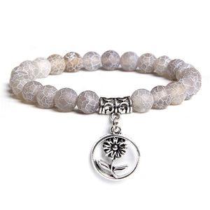 Handmade Natural Stone Lotus Ohm Buddha Yoga Bracelet