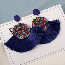 Load image into Gallery viewer, New Fashion Bohemian Tassel Earrings Cotton Silk Fabric Long Fringe Drop Dangle
