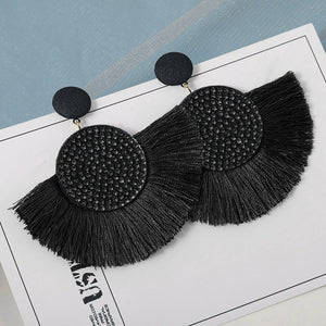 New Fashion Bohemian Tassel Earrings Cotton Silk Fabric Long Fringe Drop Dangle