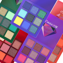 Load image into Gallery viewer, 9 Color Shimmer Glazed Eyeshadow Palette (Emeralds)
