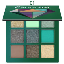 Load image into Gallery viewer, 9 Color Shimmer Glazed Eyeshadow Palette (Emeralds)
