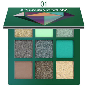 9 Color Shimmer Glazed Eyeshadow Palette (Emeralds)