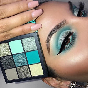 9 Color Shimmer Glazed Eyeshadow Palette (Emeralds)